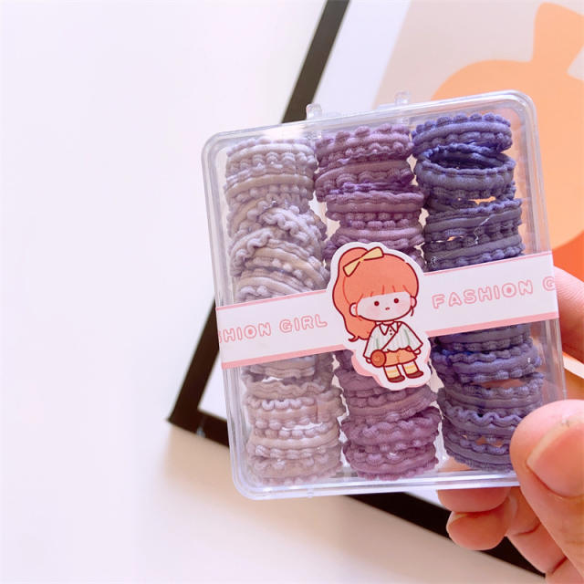 Candy color rubber hair ties for kids with box