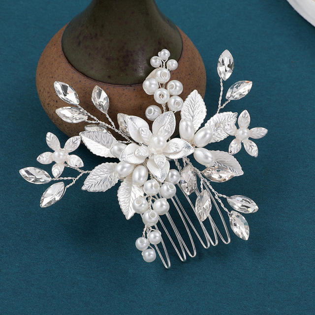 Occident fashion handmade flower pearl bead hair combs