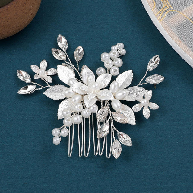 Occident fashion handmade flower pearl bead hair combs