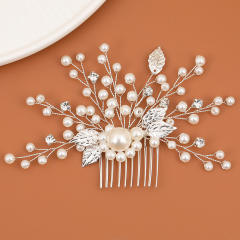 Handmade pearl rhinestone silver color wedding hair combs