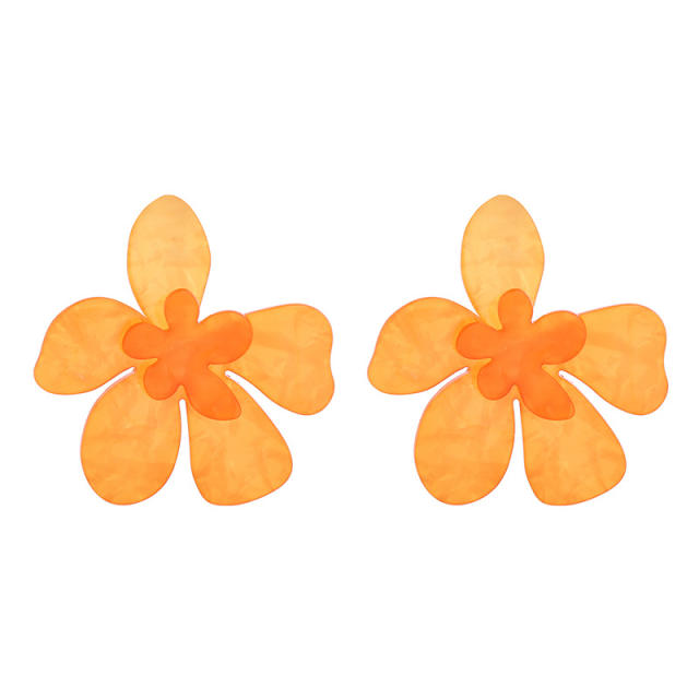 Summer colorful acrylic flower chunky earrings