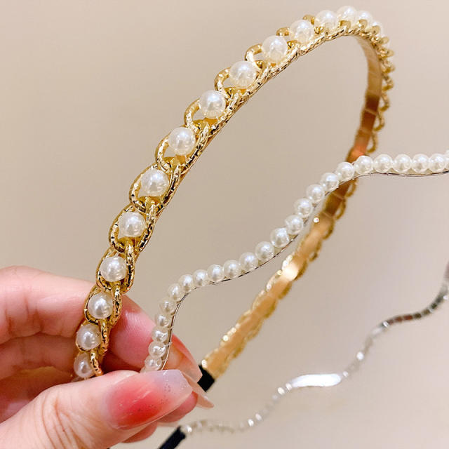 Chic braid pearl simple headband for women