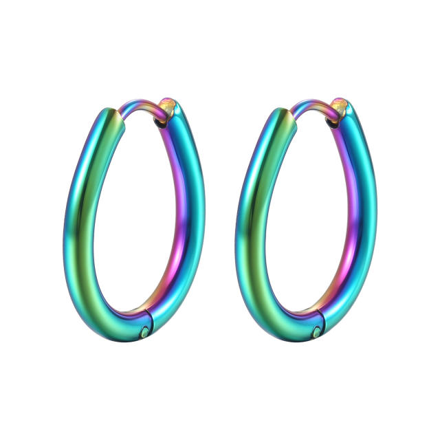Simple colorful teardrop design stainless steel earrings