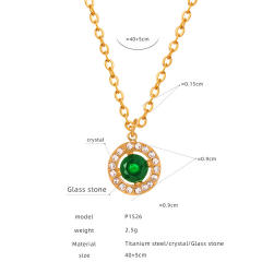 Elegant french water pearl emerald statement stainless steel necklace earrings