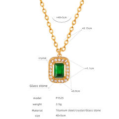 Elegant french water pearl emerald statement stainless steel necklace earrings