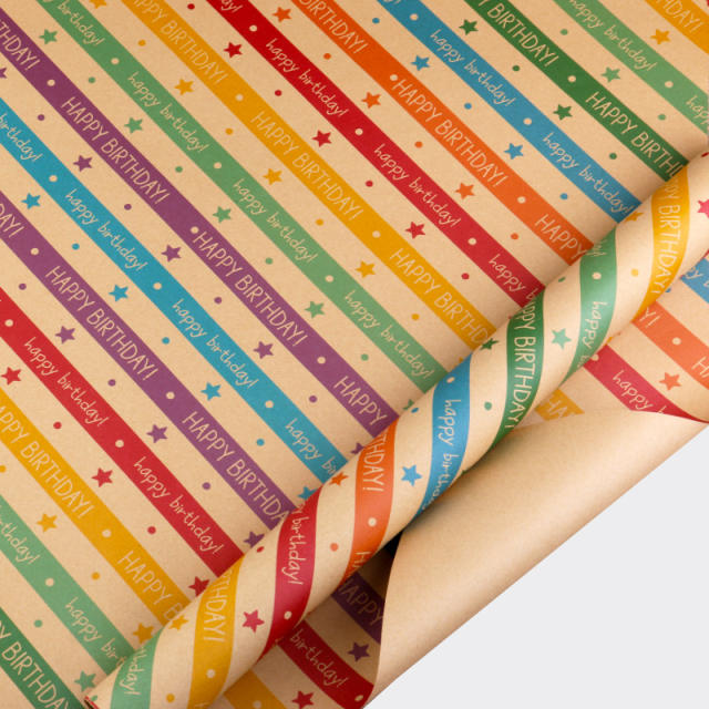 Vintage happy birthday kraft wrapping paper