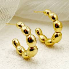 Easy match chunky open hoop stainless steel earrings