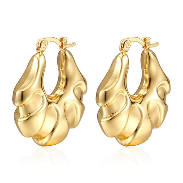 18K gold plated chunky stainless steel earrings