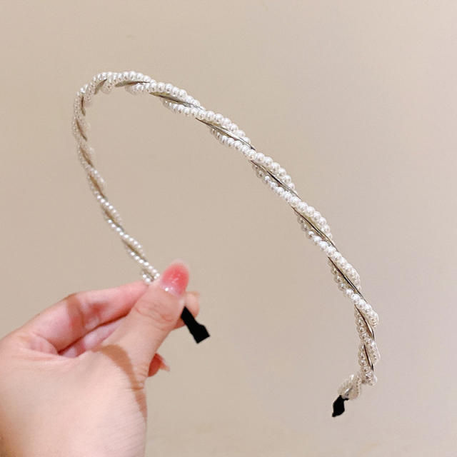 Chic braid pearl simple headband for women