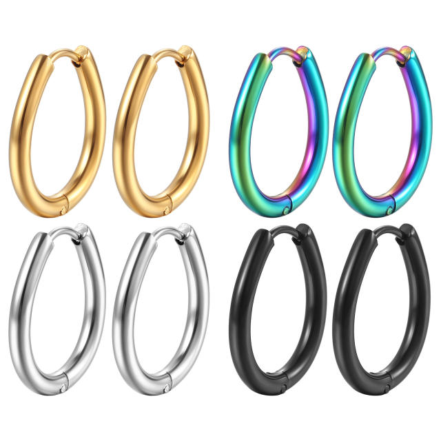 Simple colorful teardrop design stainless steel earrings