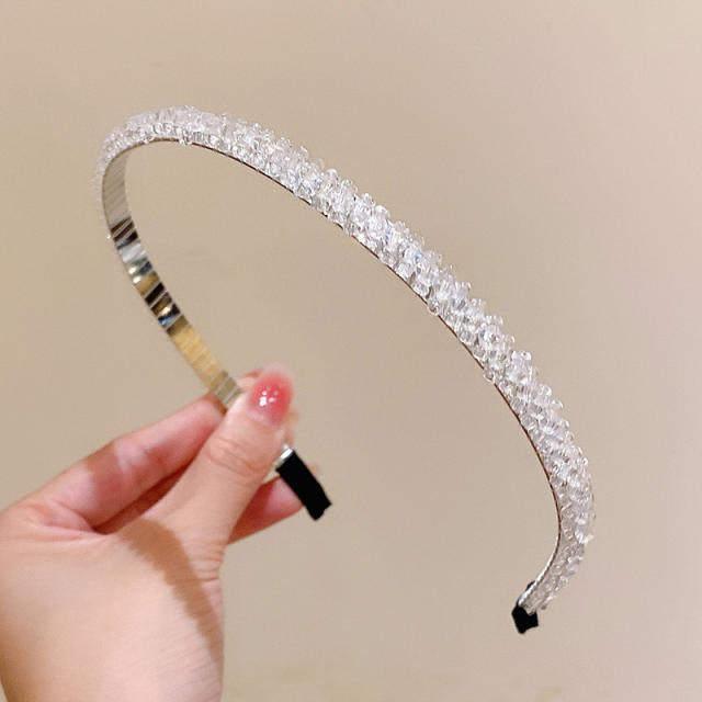 Korean fashion vintage colorful crystal bead simple headband for women