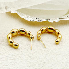Easy match chunky open hoop stainless steel earrings