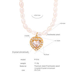 Elegant french water pearl emerald statement stainless steel necklace earrings