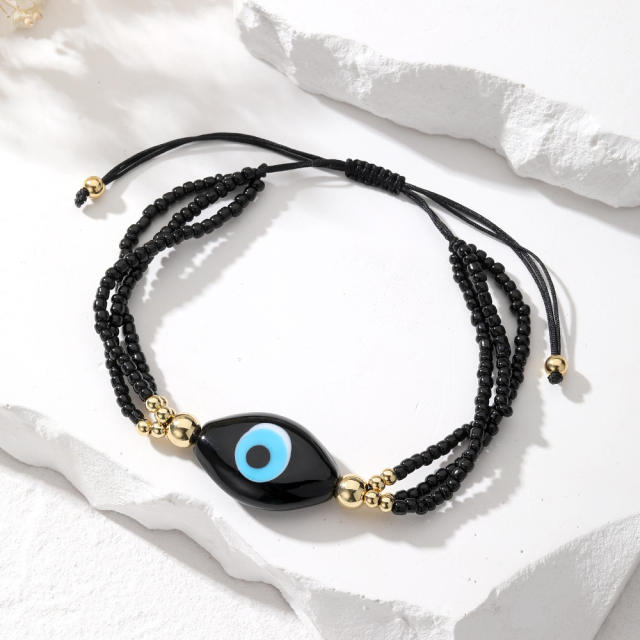 Boho colorful seed bead evil eye them bracelet