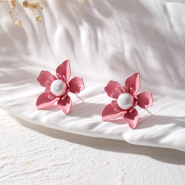 Summer korean fashion petal flower studs earrings