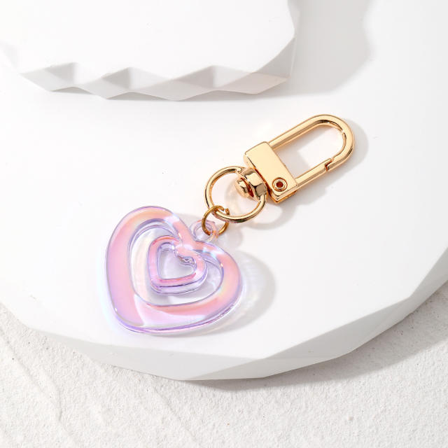 Korean fashion laser heart diamond acrylic keychain