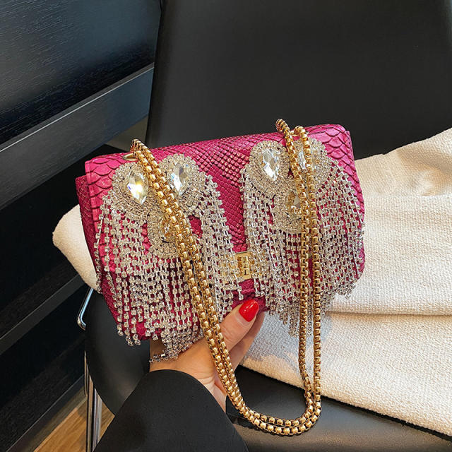 Luxury diamond tassel shoulder bag chain bag for women