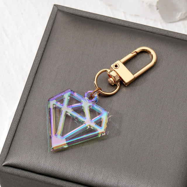 Korean fashion laser heart diamond acrylic keychain