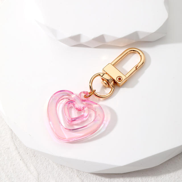 Korean fashion laser heart diamond acrylic keychain