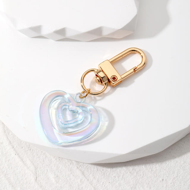 Korean fashion laser heart diamond acrylic keychain