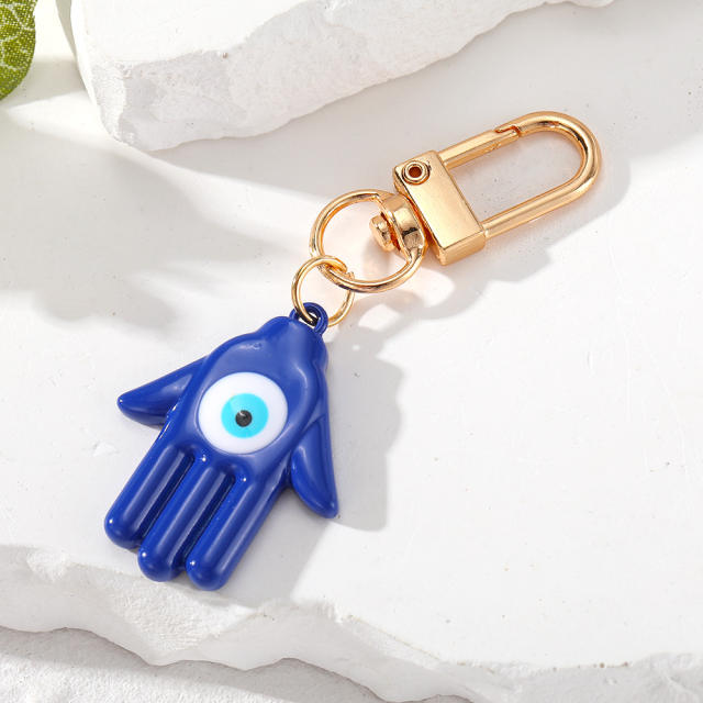 Vintage color enamel hasma hand evil eye keychain