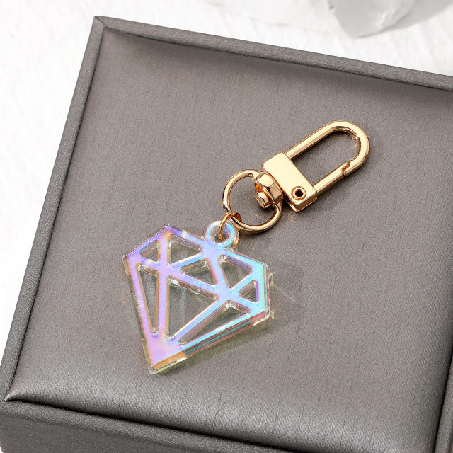 Korean fashion laser heart diamond acrylic keychain