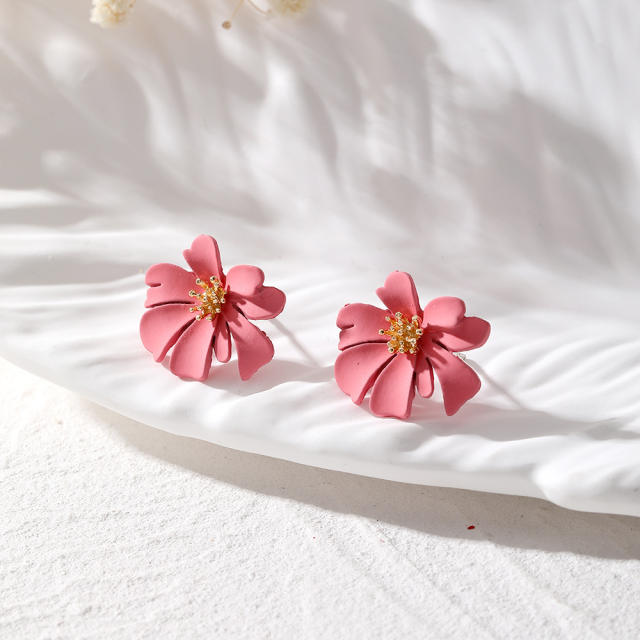 Korean fashion sweet colorful flower studs earrings