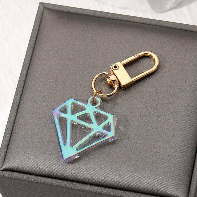 Korean fashion laser heart diamond acrylic keychain