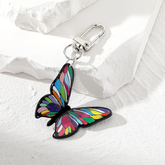 Vintage colorful acrylic butterfly keychain