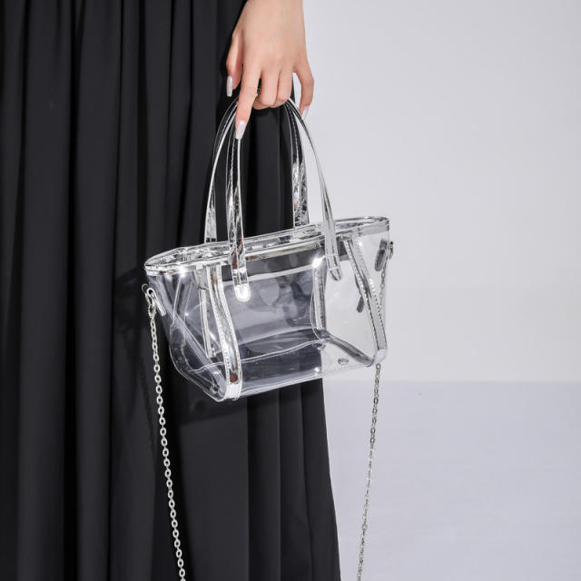 Classic pvc material clear jelly bag for women handbag