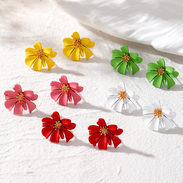 Korean fashion sweet colorful flower studs earrings