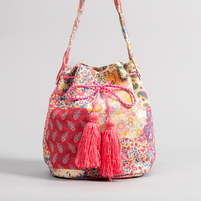Boho colorful pattern national design bucket bag crossbody bag