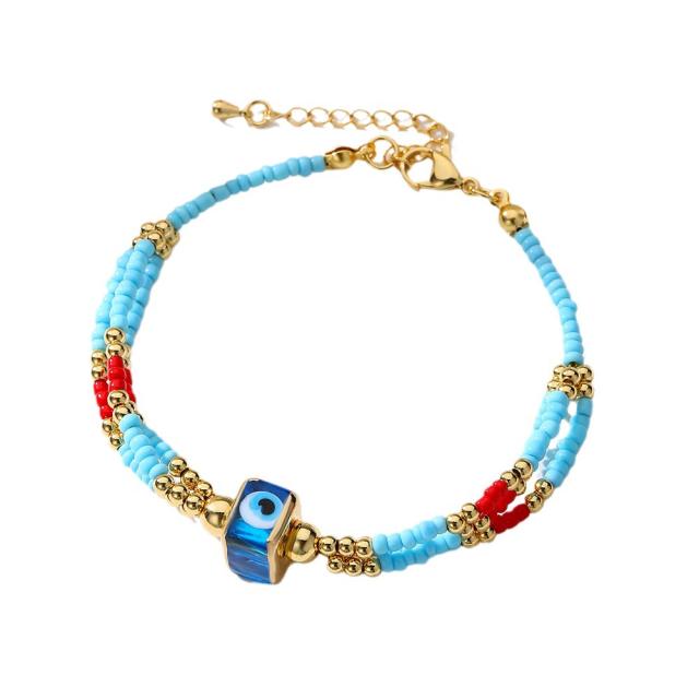 Boho creative enamel evil eye bead bracelet