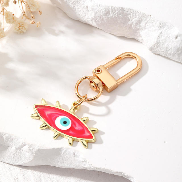 Personality color enamel evil eye alloy keychain