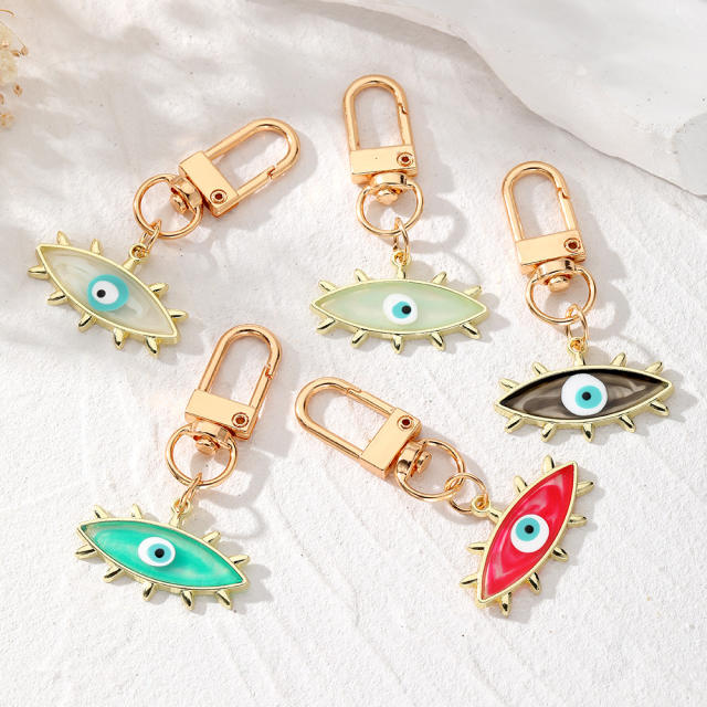 Personality color enamel evil eye alloy keychain