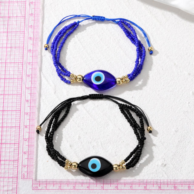 Boho colorful seed bead evil eye them bracelet