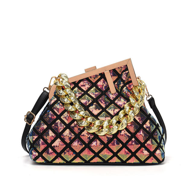 Classic colorful sequins women chain bag handbag