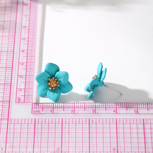 Korean fashion colorful petal flower studs earrings