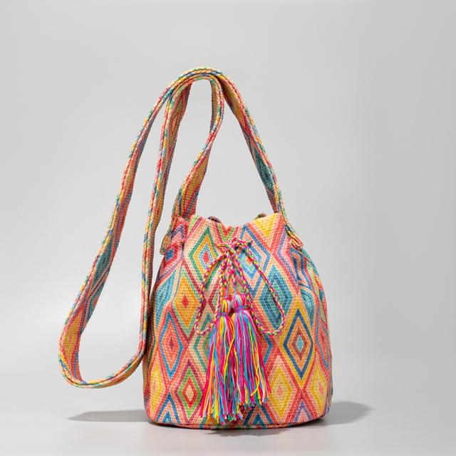 Boho colorful pattern national design bucket bag crossbody bag