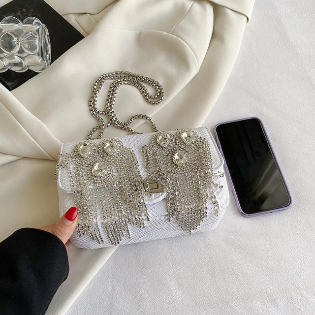 Luxury diamond tassel shoulder bag chain bag for women