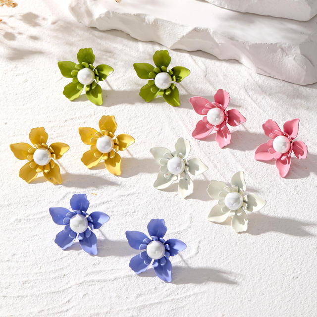 Summer korean fashion petal flower studs earrings