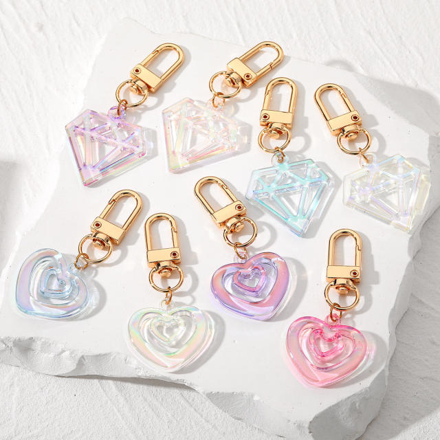 Korean fashion laser heart diamond acrylic keychain