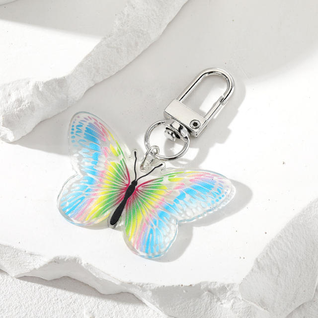 Vintage colorful acrylic butterfly keychain