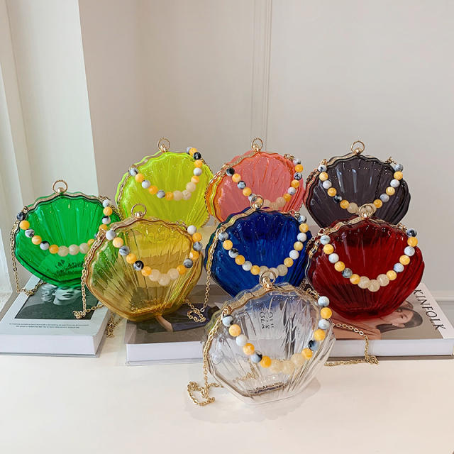 Summer colorful acrylic shell design jelly bag crossbody bag