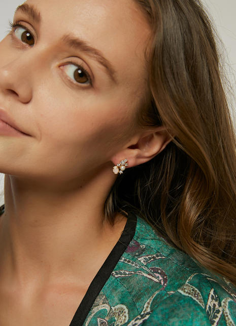 Chic opal stone cubic zircon elegant party studs earrings