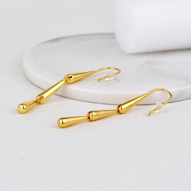 Personality gold plated copper drop ear hook earrings