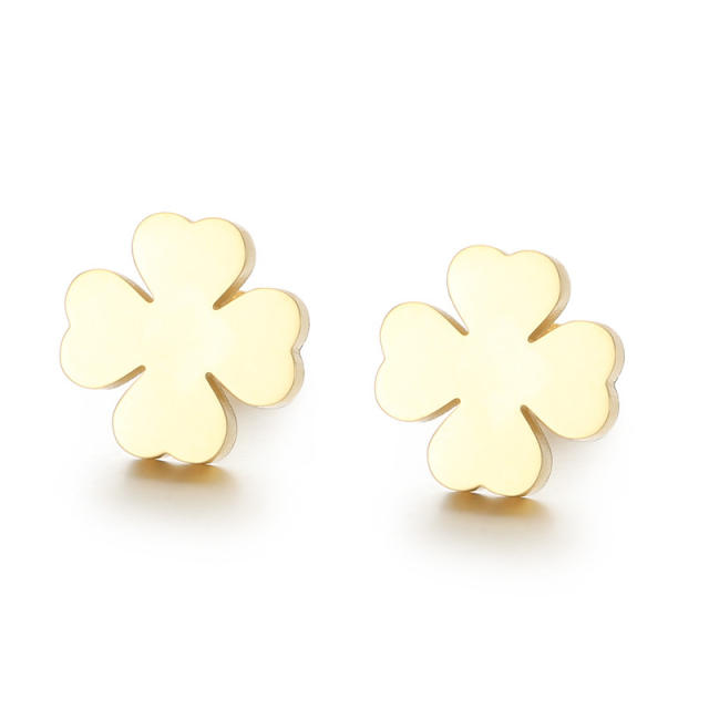 Sweet clover stainless steel studs earrings