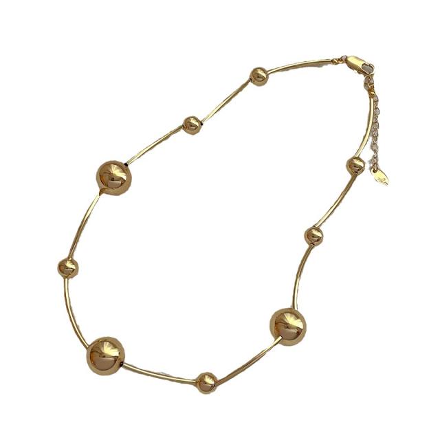 INS metal feeling ball bead copper necklace