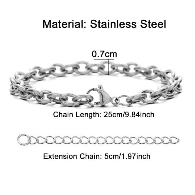 Simple figaro chain cable chain stainless steel anklet