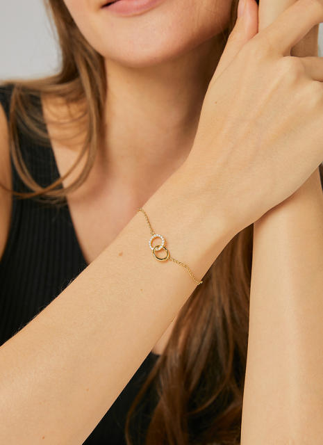 Dainty diamond circle gold plated copper bracelet